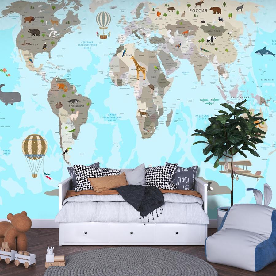 фотообои карта мира в детскую мальчика 12-973