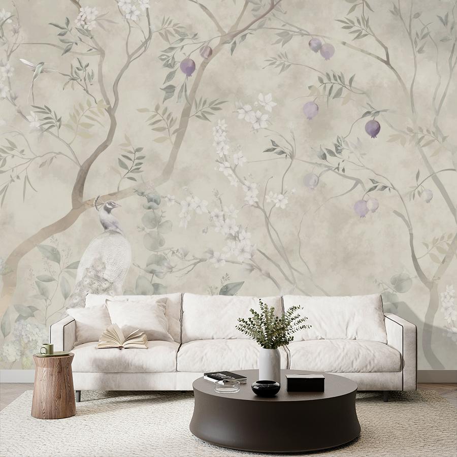 фотообои шинуазри пейзаж с павлином 13-1114