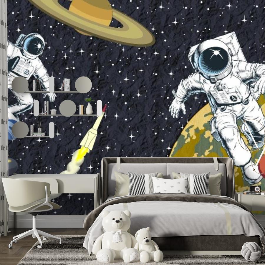 фотообои космонавт с другом на желтой планете 14-959