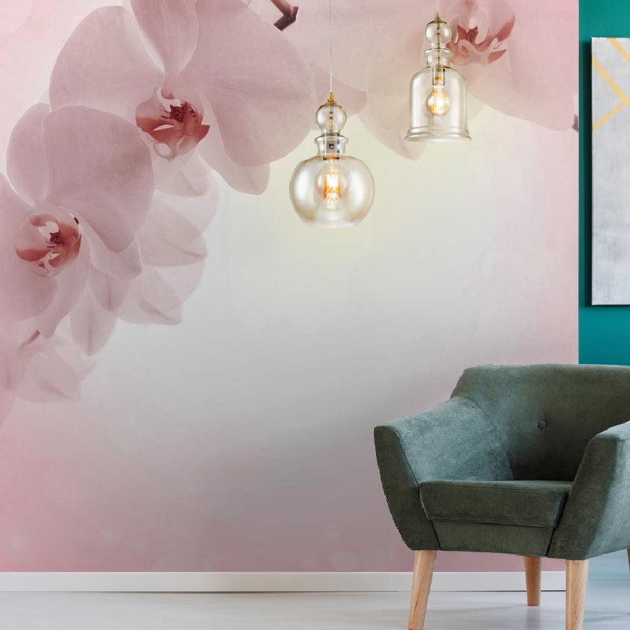 фотообои ветка орхидеи на розовом фоне 10-152