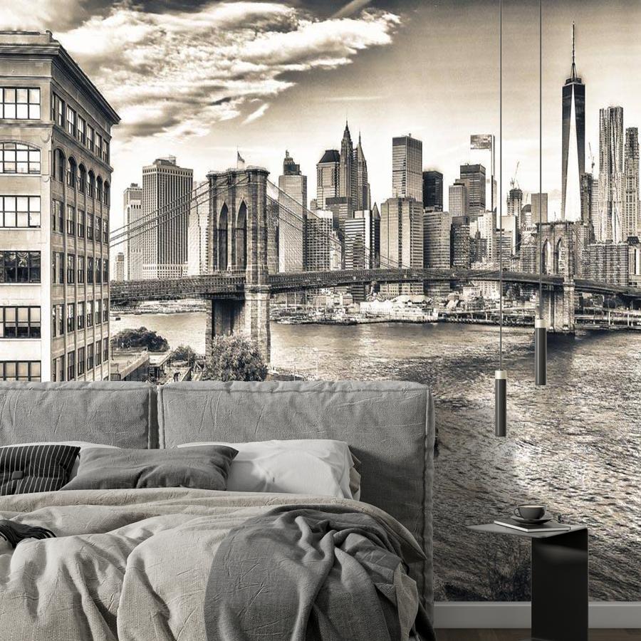 черно белый бруклинской мост живописный 9-825