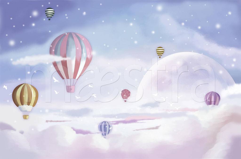 Фотообои Воздушные шары в розовом небе