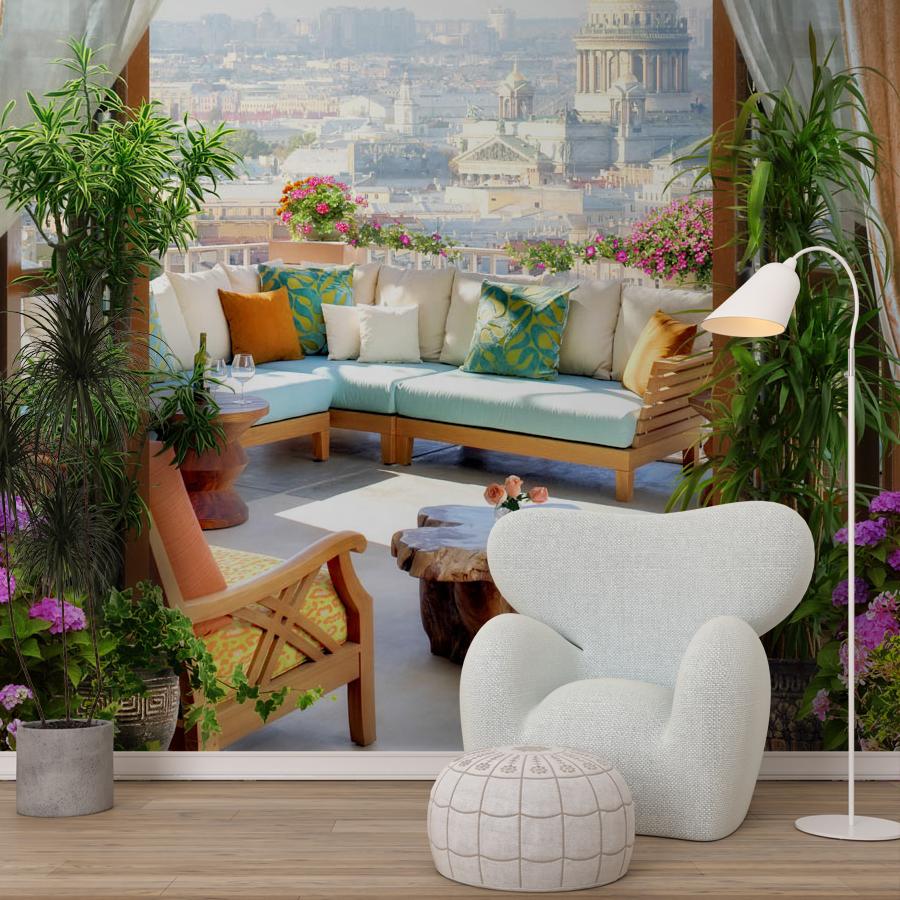 фотообои балкон в городе 19-0081