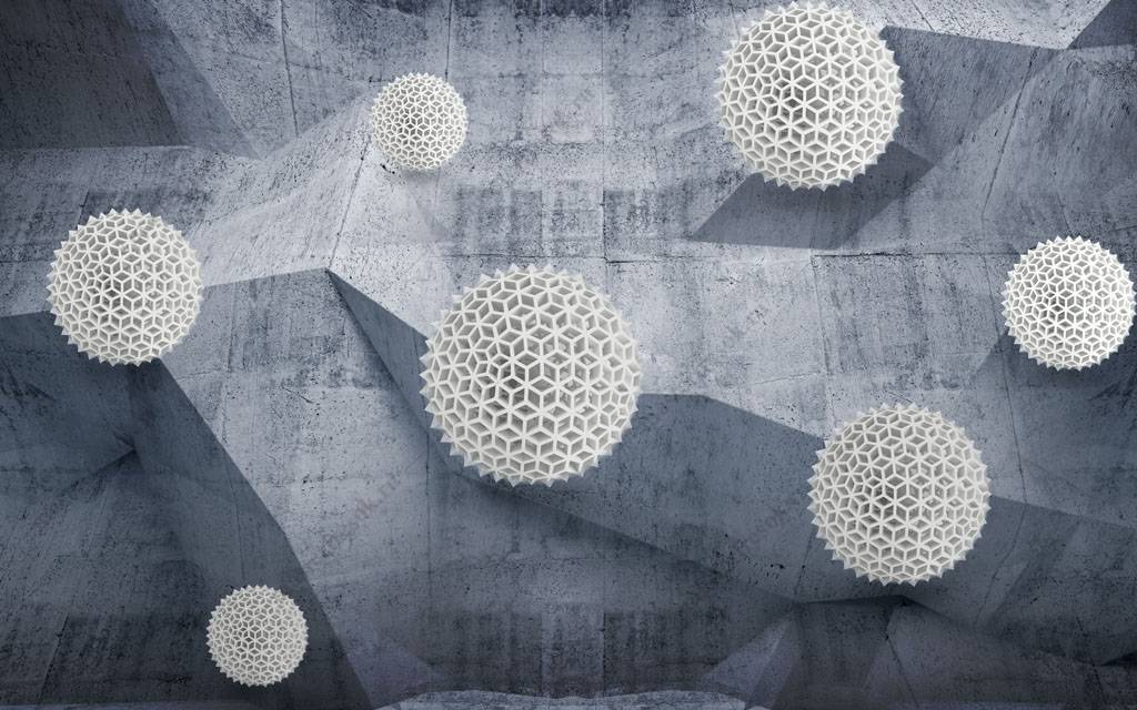 Фотообои 3д шары на бетоне