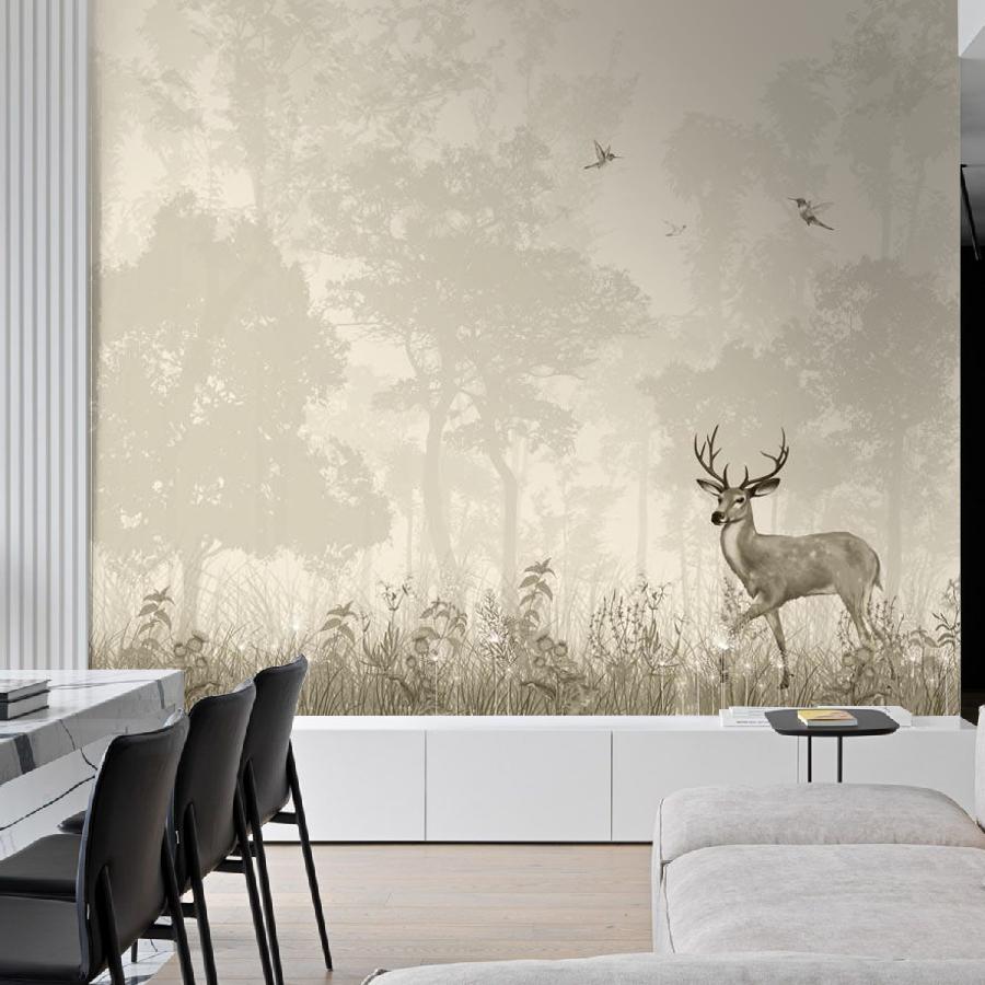 фотообои олененок в туманном лесу 14-281 фотообои олененок в туманном лесу 14-281