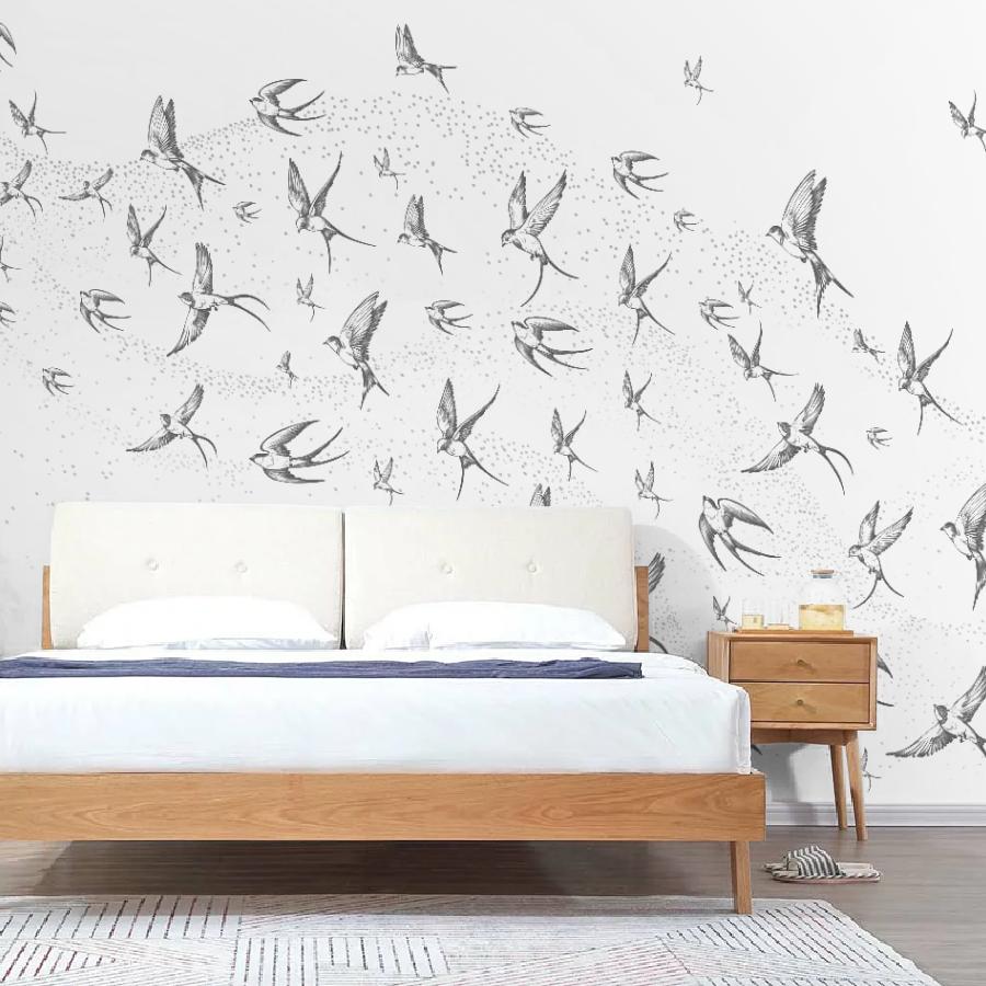 фотообои серые птицы в спальню 14-1193