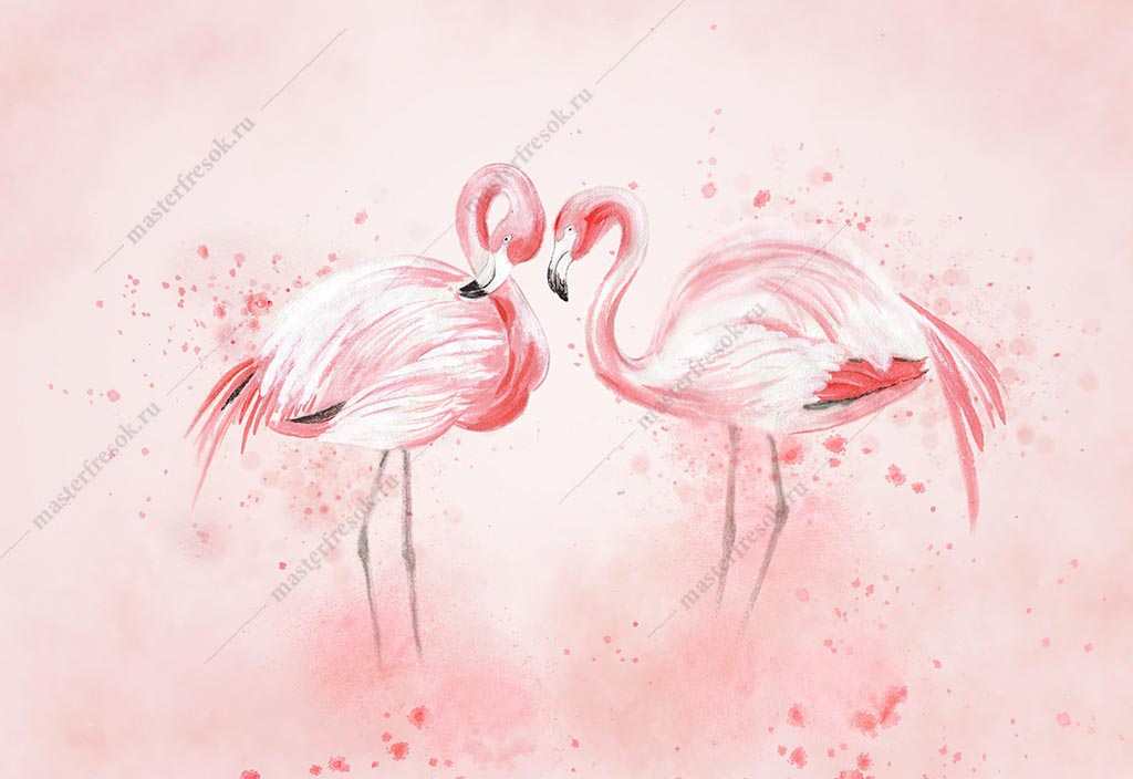 Фотообои Акварельный фламинго