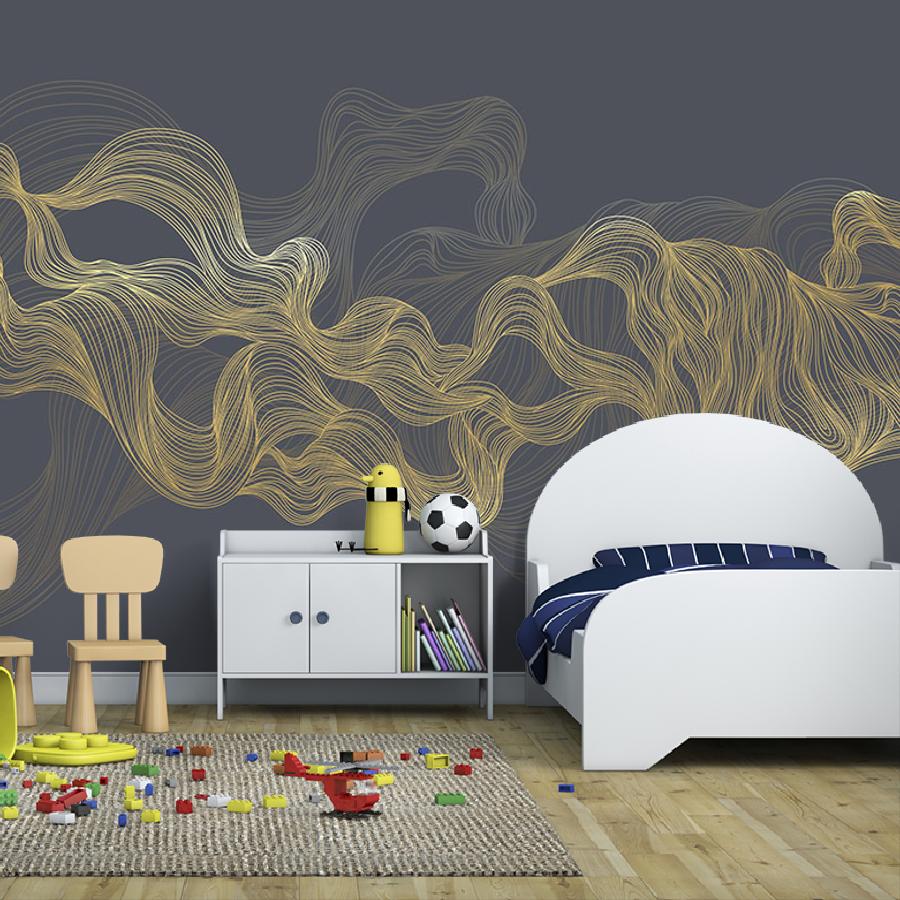 фотообои линии золотые на темном сером 14-976