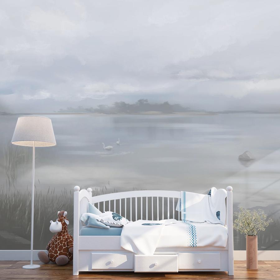 фотообои озеро в утреннем тумане 13-1101