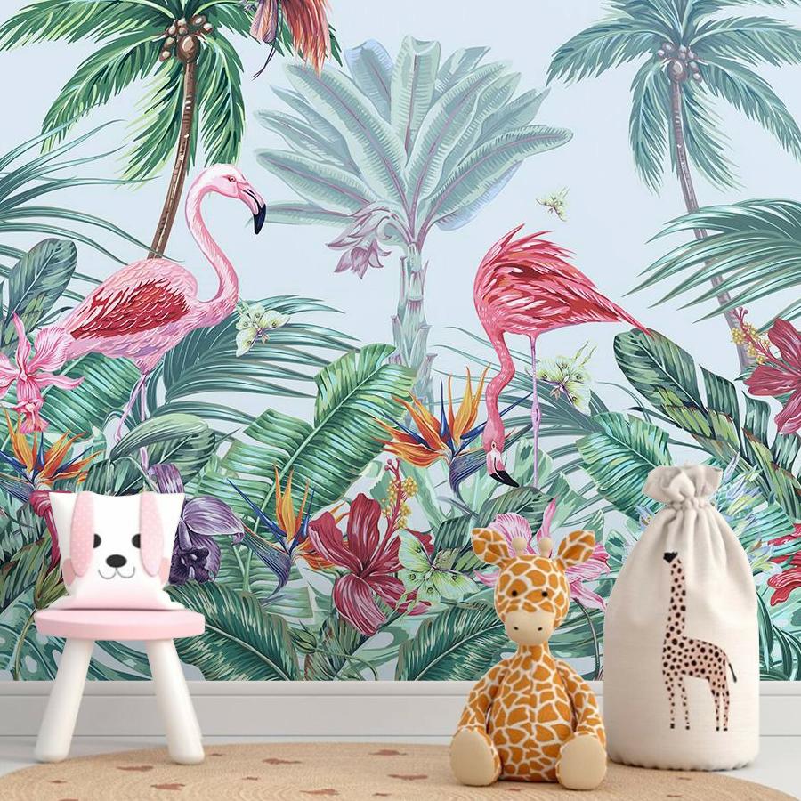 фотообои фламинго в джунглях 12-1589