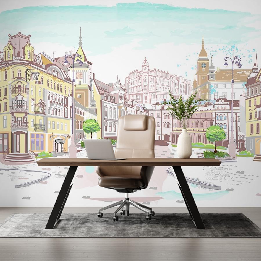 фотообои город рисунок 9-1999