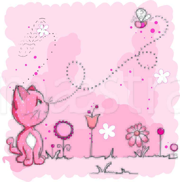 Фотообои Розовый котенок