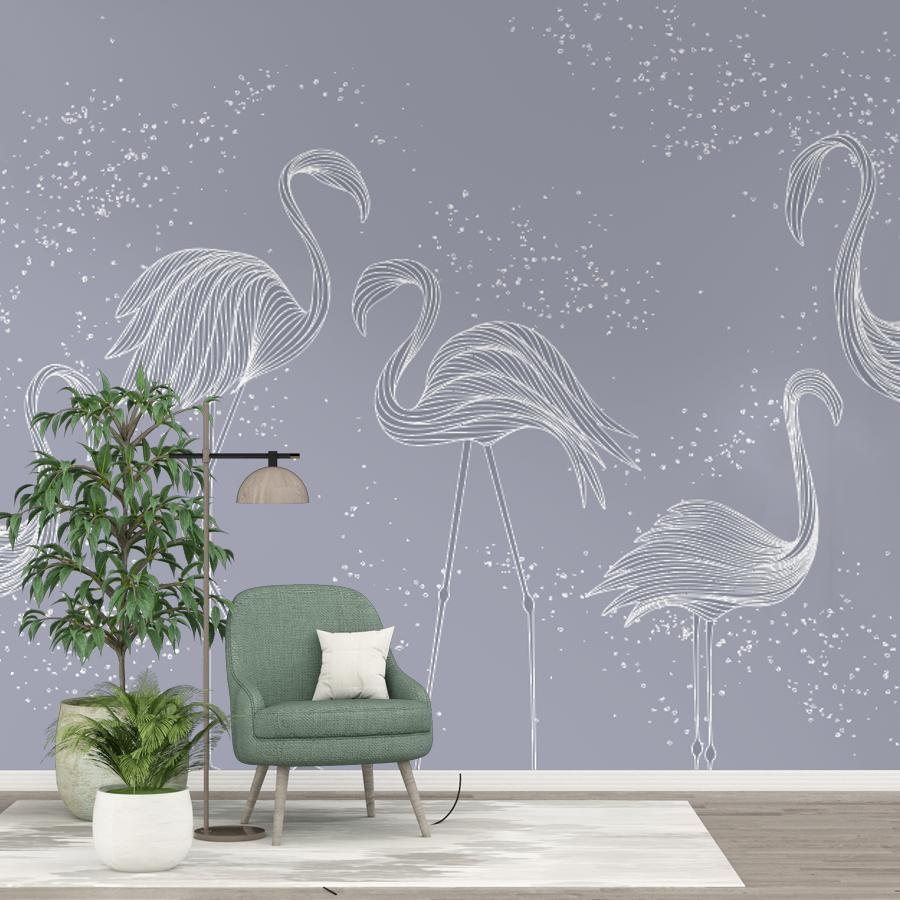 фотообои фламинго в спальню 14-1203