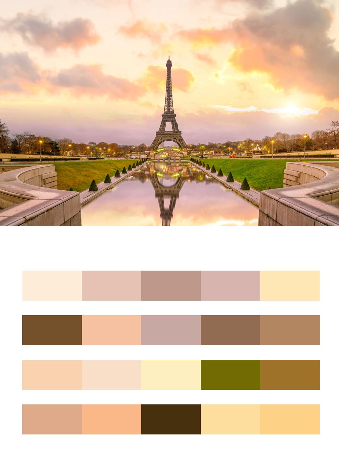 Башня Париж во время заката цвета