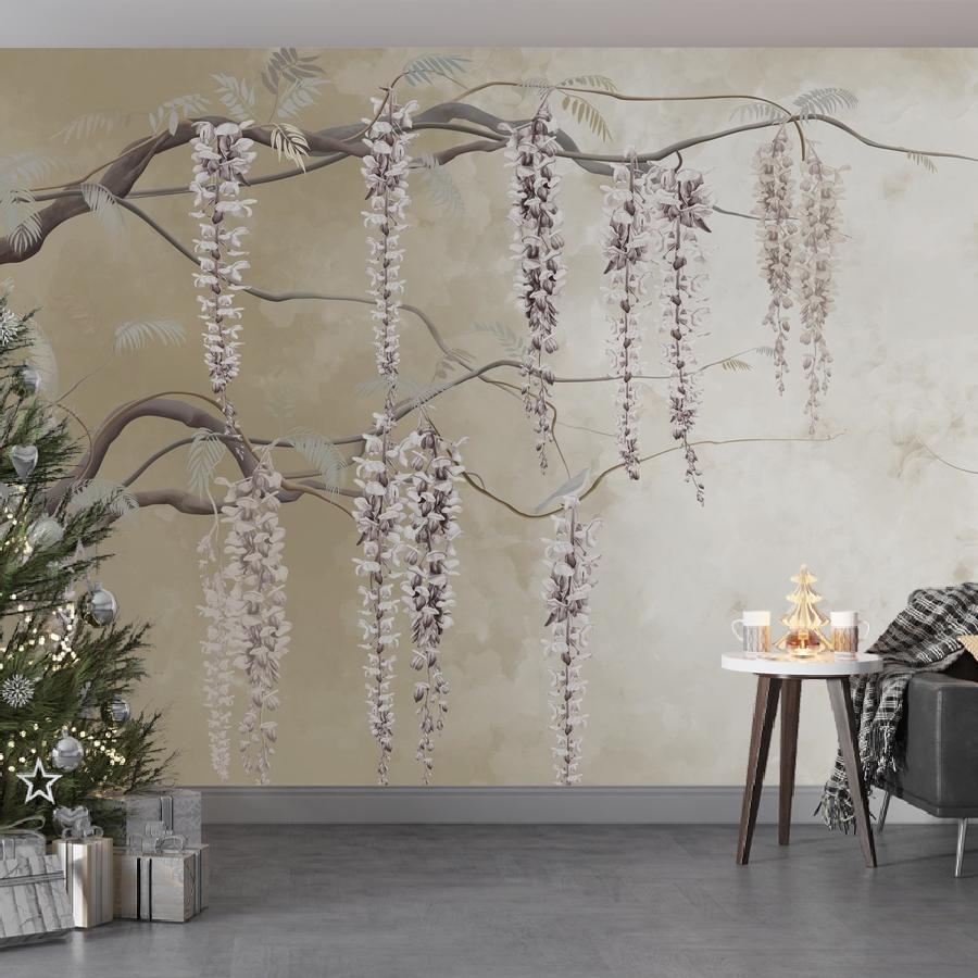 фотообои веточки свисающие глицинии 13-1120