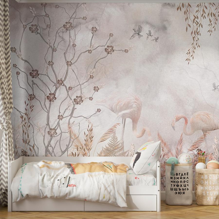 фотообои фламинго в тумане 12-1591