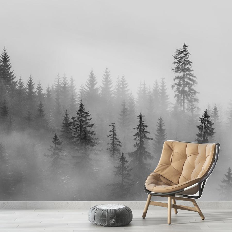 фотообои серый лес в тумане 9-972