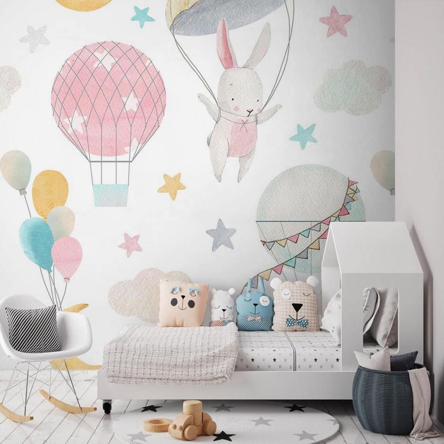 Фотообои и фотообои воздушные шары и зайцы 12-737