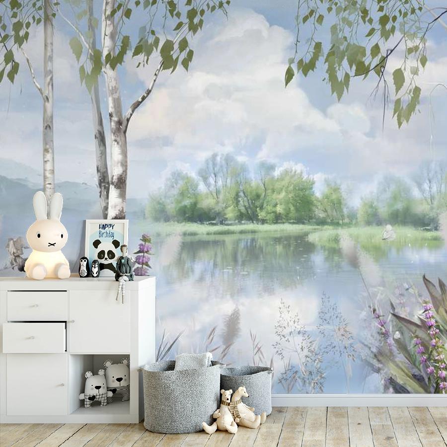 фотообои березовый лес у реки 13-1013