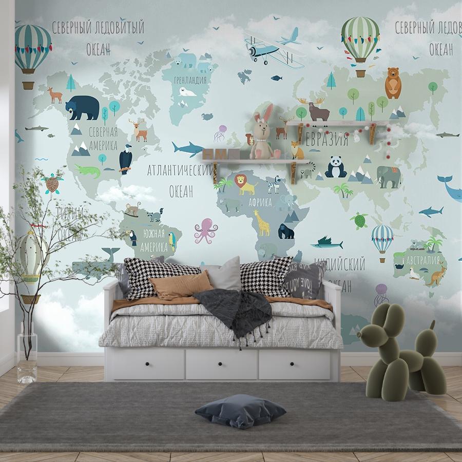 фотообои карта мира крупным шрифтом 12-1453
