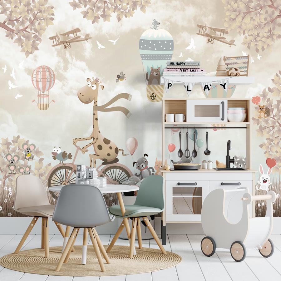 фотообои жираф на велосипеде 19-0096