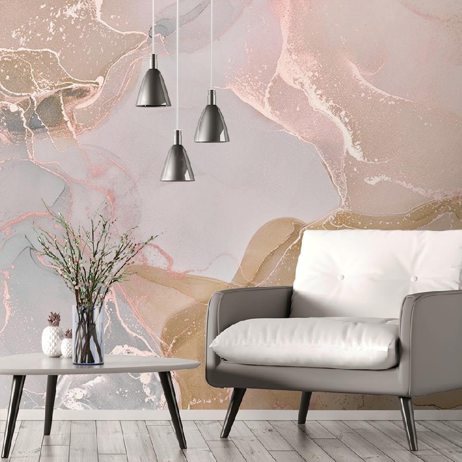 фотообои розовый флюид с золотом 9-1501