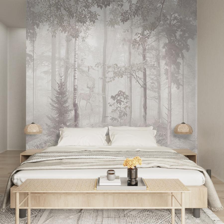 фотообои олень в туманном лесу 14-888