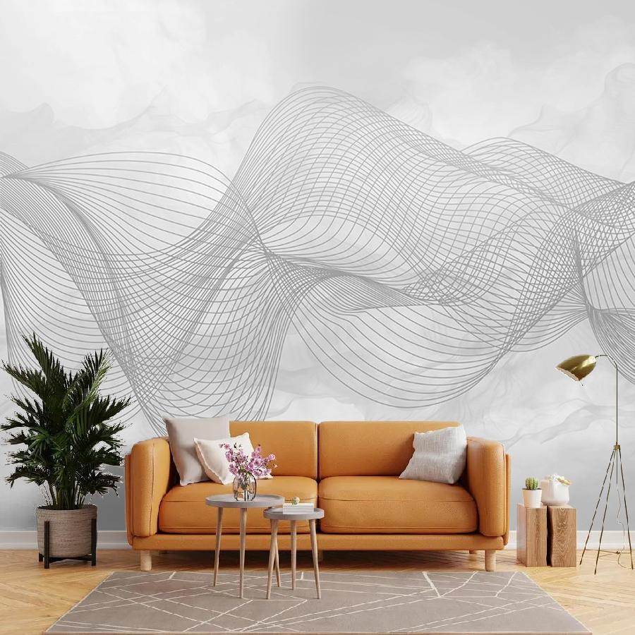 фотообои линии на серой дымке 9-1785