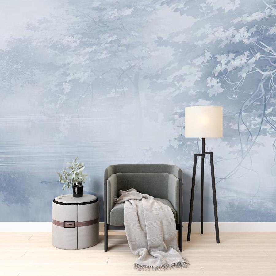 фотообои дерево в синем тумане 13-431