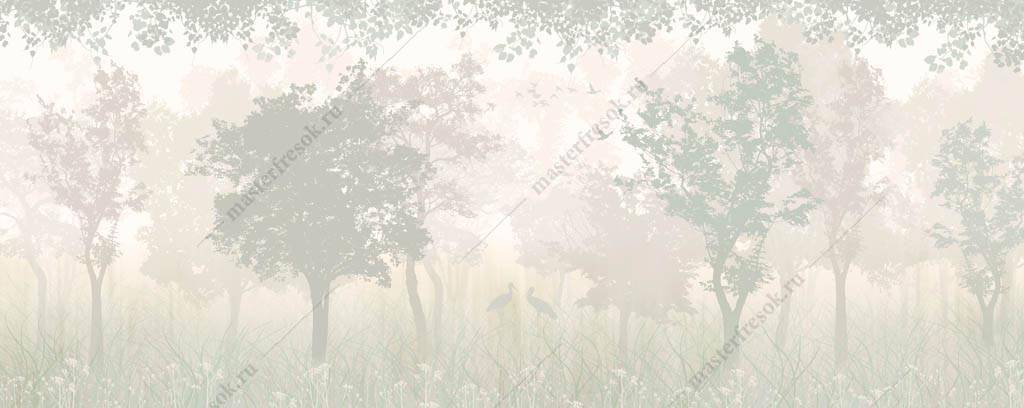 Фотообои Летний лес в тумане