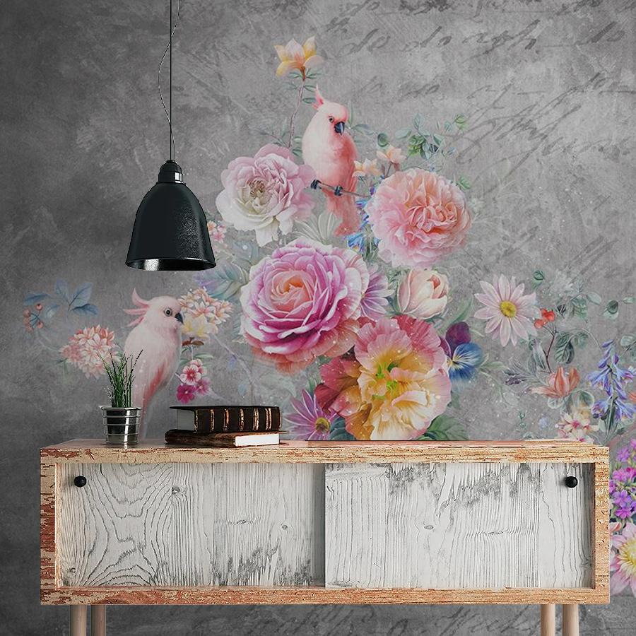 фотообои попугаи в цветах 9-1608