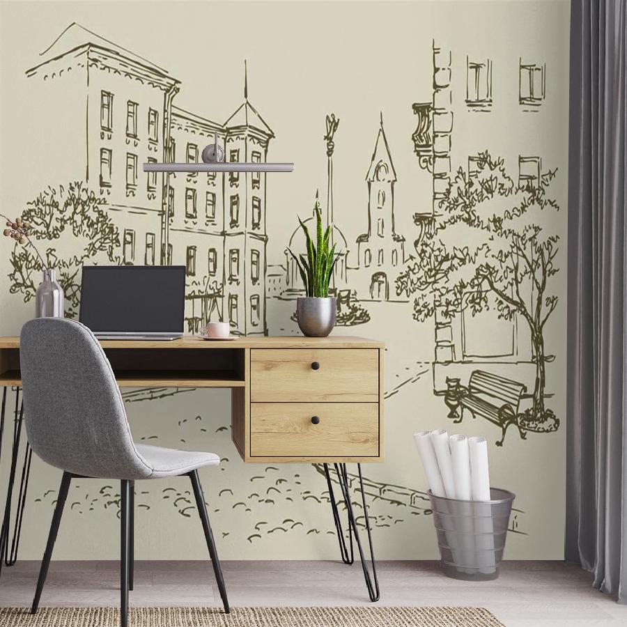 фотообои городская улочка рисунок 9-143