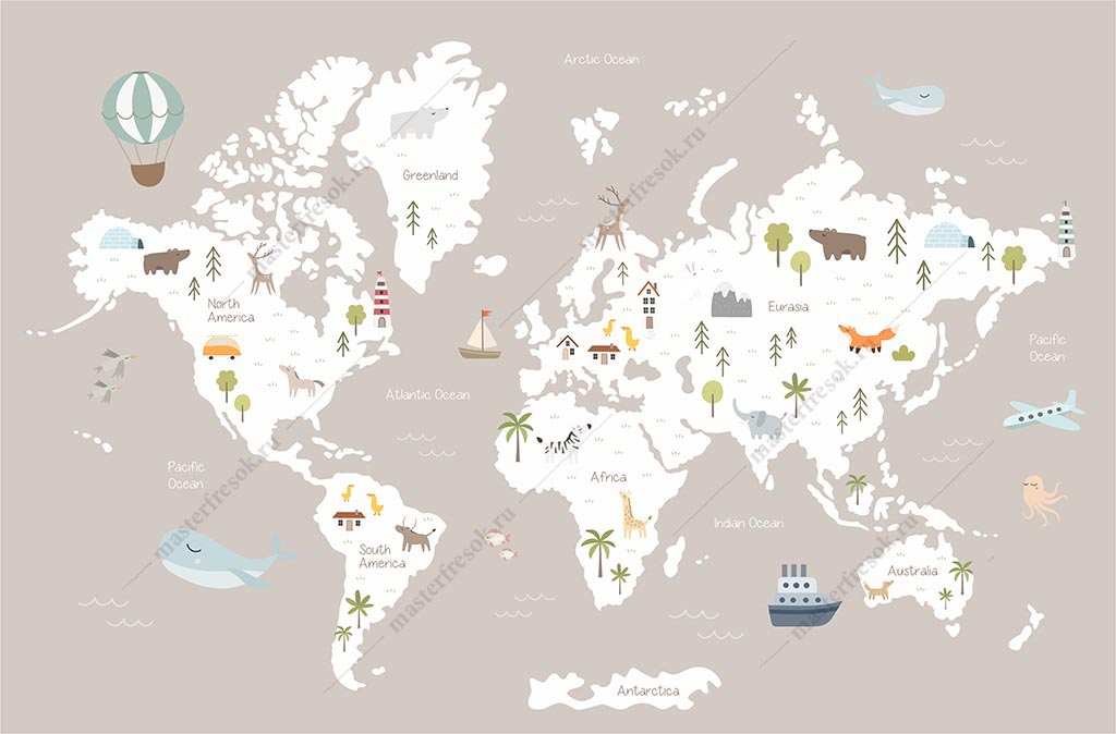 Фотообои Карта мира в детскую