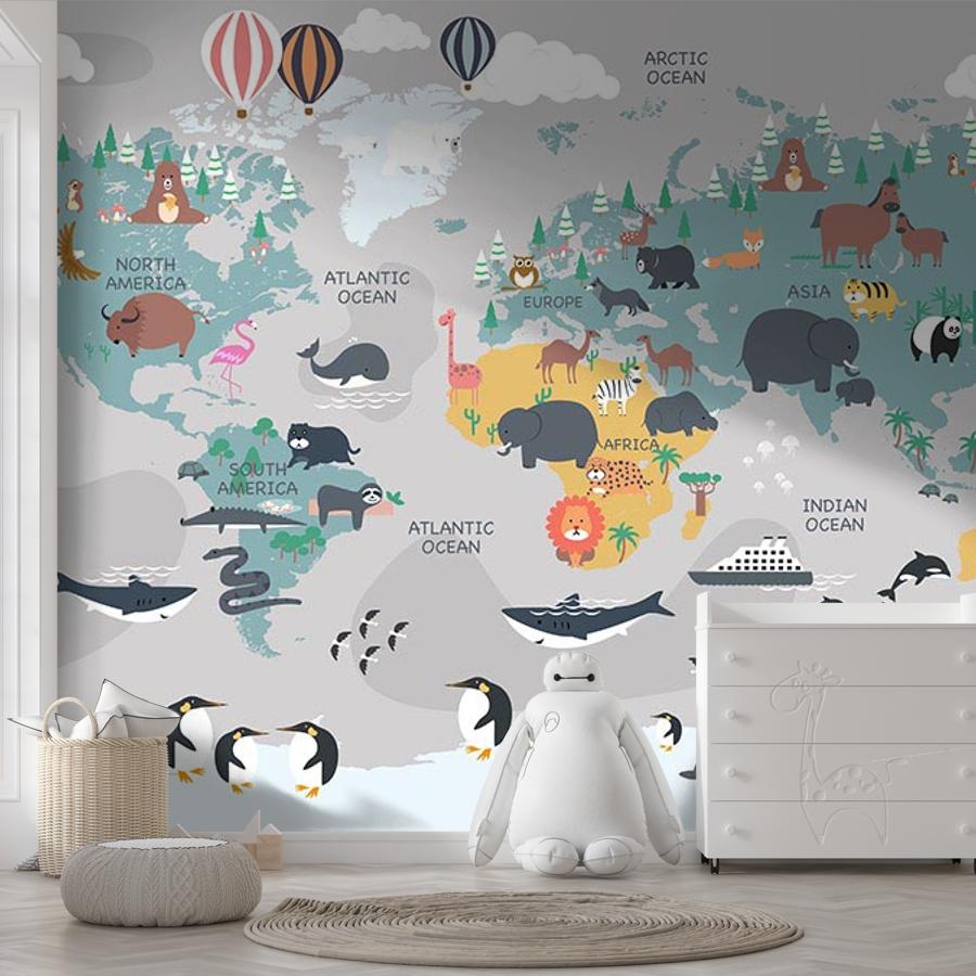 фотообои карта с морскими животными 14-558