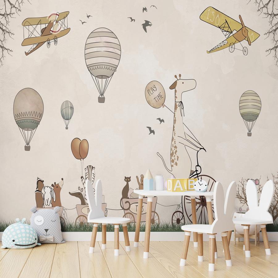 фотообои жираф на велосипеде с друзьями 14-695