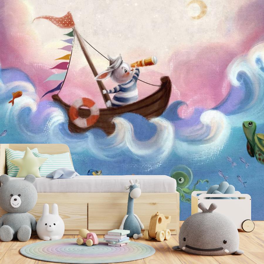фотообои храбрый зайка на корабле 12-1857