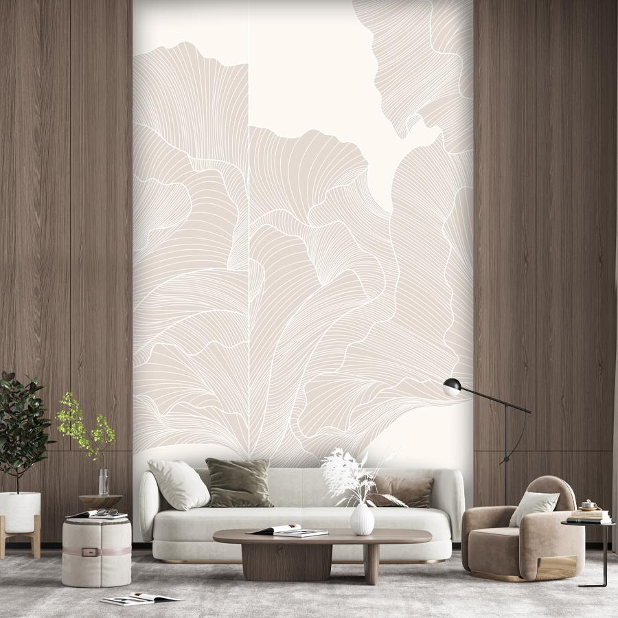 фотообои линии бежевые на молочном фоне 14-1045
