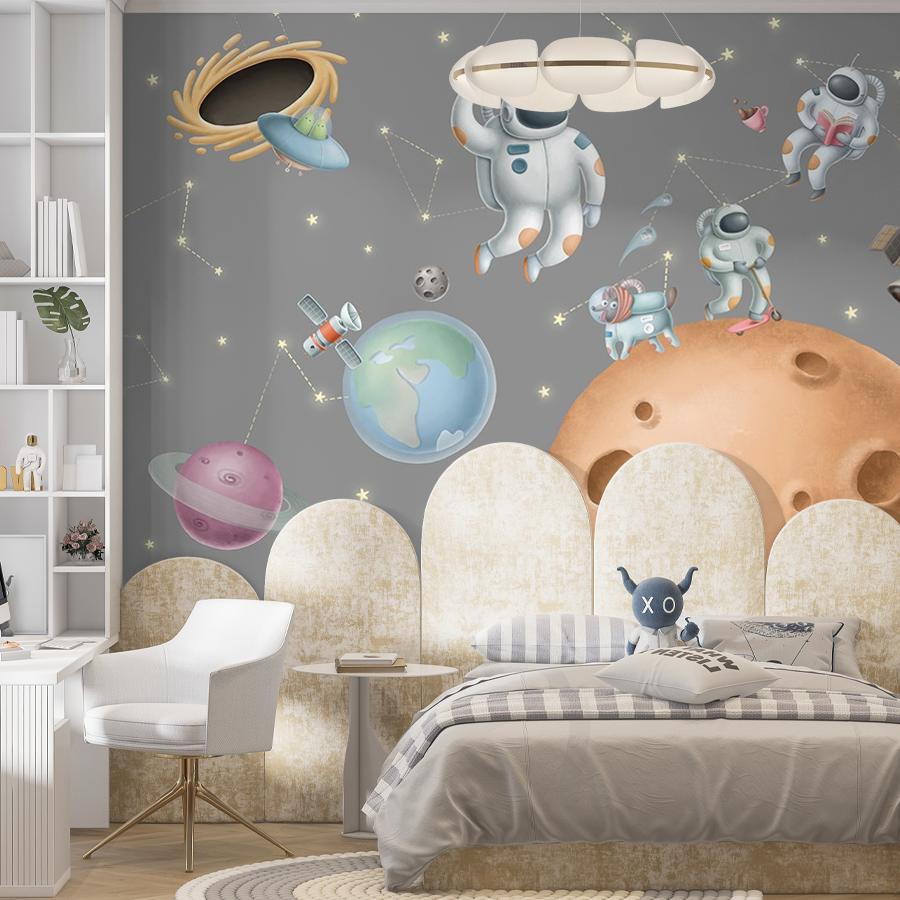 фотообои детские. космонавты в космосе 12-1627