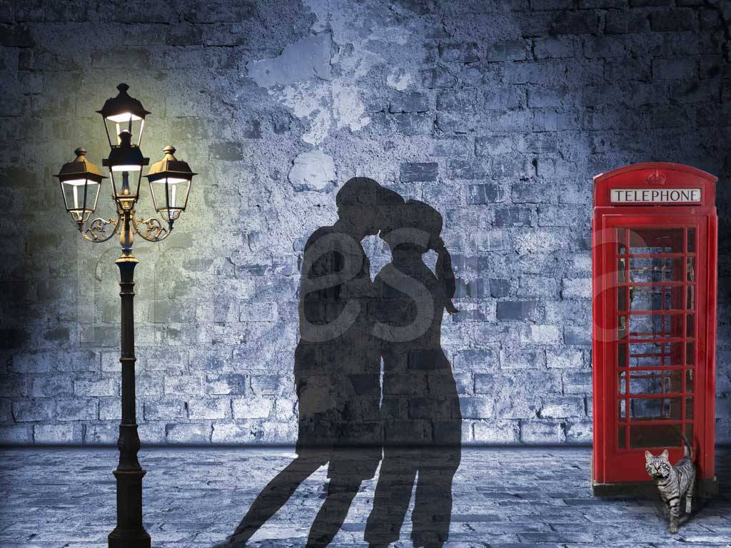 Фотообои Телефонная будка Лондона и фонарь
