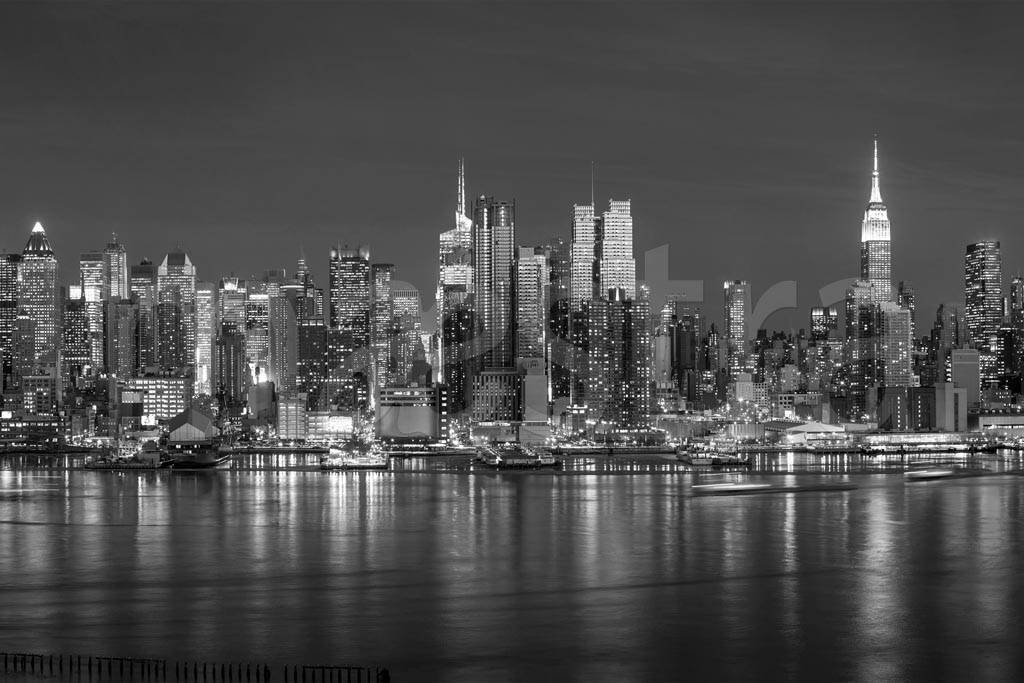 Фотообои Нью Йорк черно белый набережная