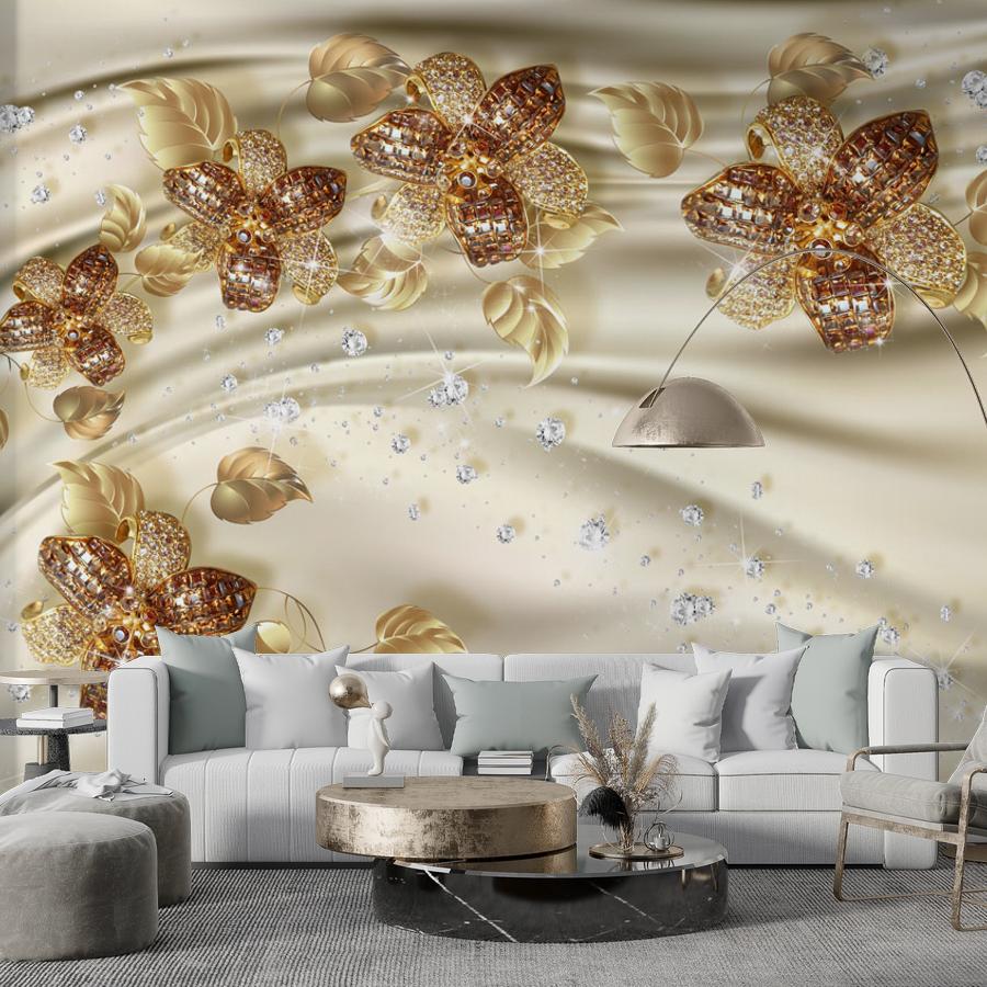 фотообои цветы на фоне шелка 10-607