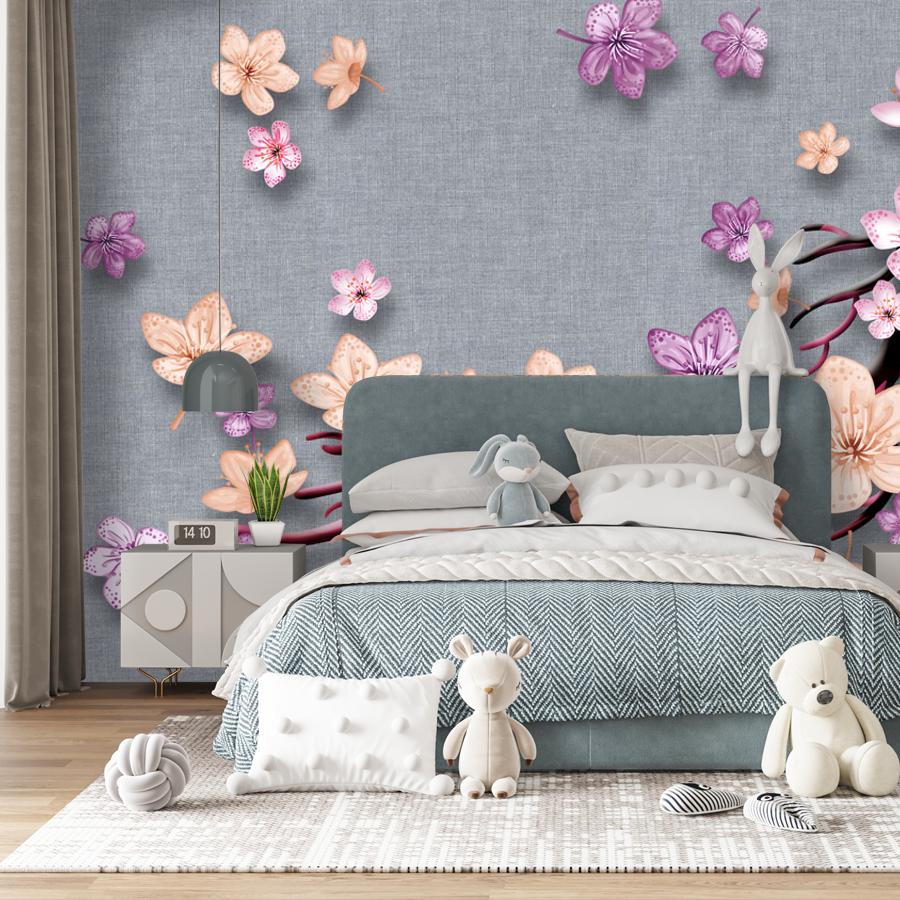 фотообои 3д голубые цветы 10-651