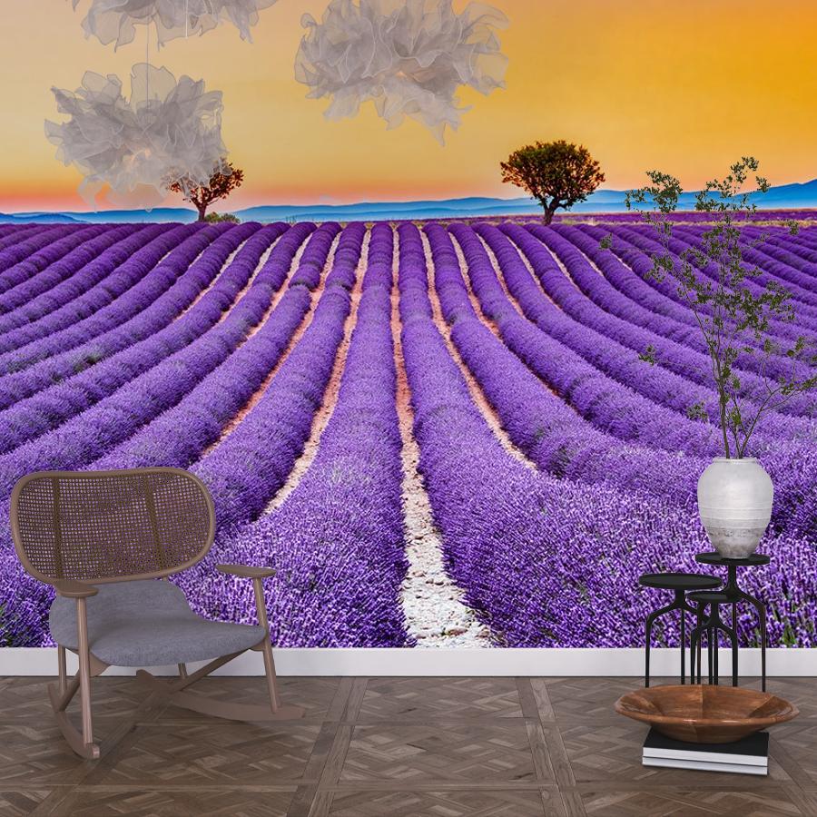 фотообои закат в лавандовых полях 9-1734