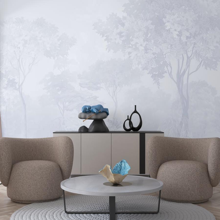 фотообои лес абстрактный голубой 13-1066