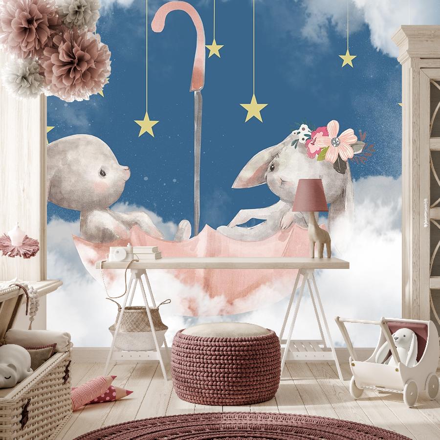 фотообои зайки в зонтике 14-919 фотообои зайки в зонтике 14-919