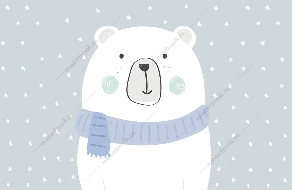 Фотообои Медведь и снежинки