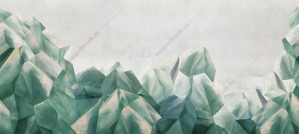 Фотообои Полигональные зеленые горы
