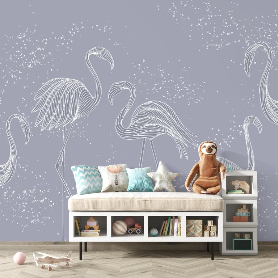 фотообои фламинго в спальню 14-1203