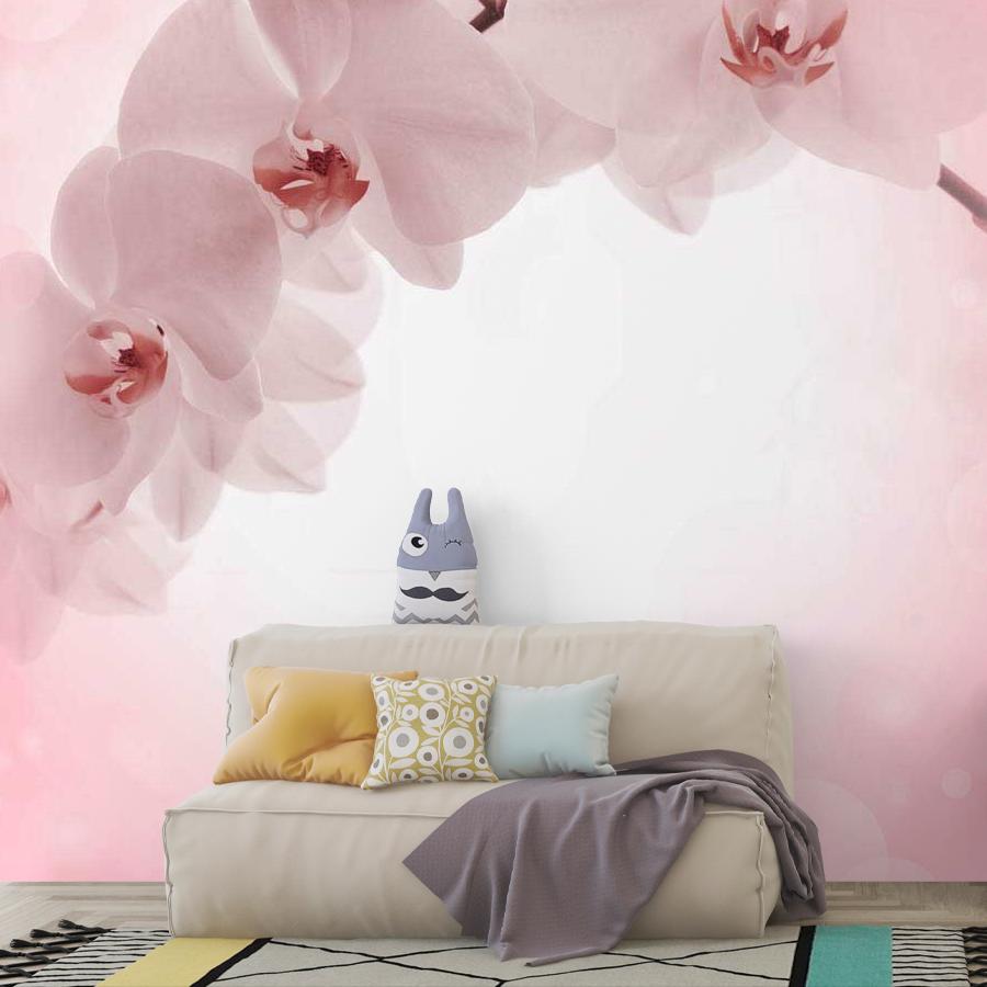 фотообои ветка орхидеи на розовом фоне 10-152