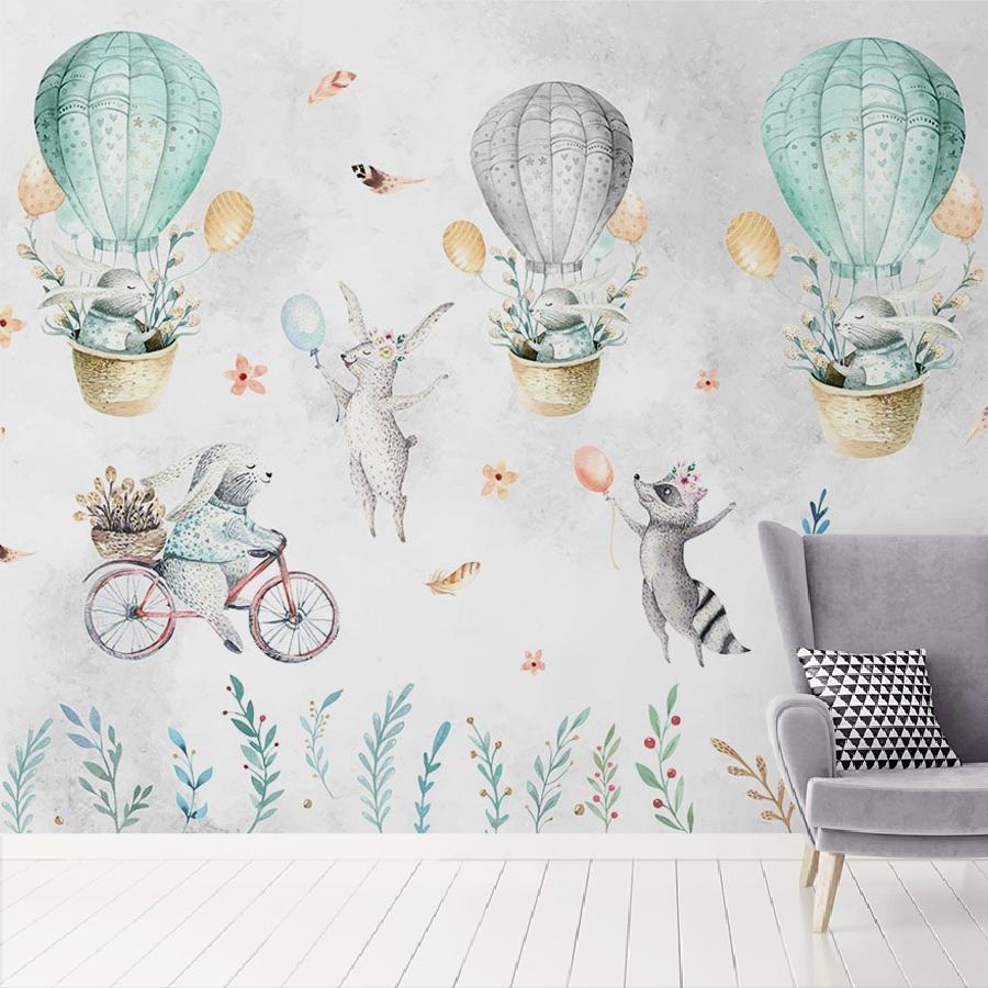 фотообои зайчики на воздушном шаре 14-226